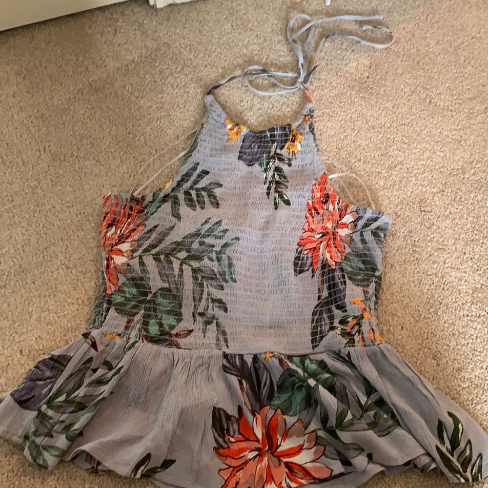 NWT PATRONS OF PEACE HALTER TIE FLOWY TOP